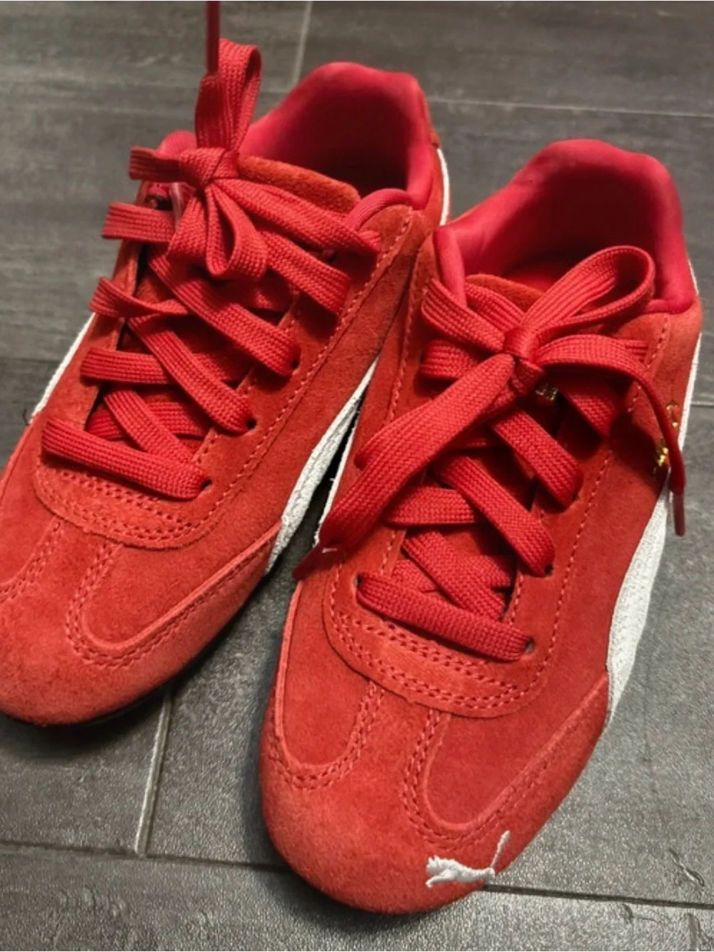 Kid Size 1C PUMA Speedcat OG Athletic Shoe -Red / White.